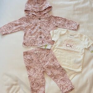 Calvin Klein Pink Floral Baby Set